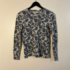 LOFT Charcoal Floral Knit Top